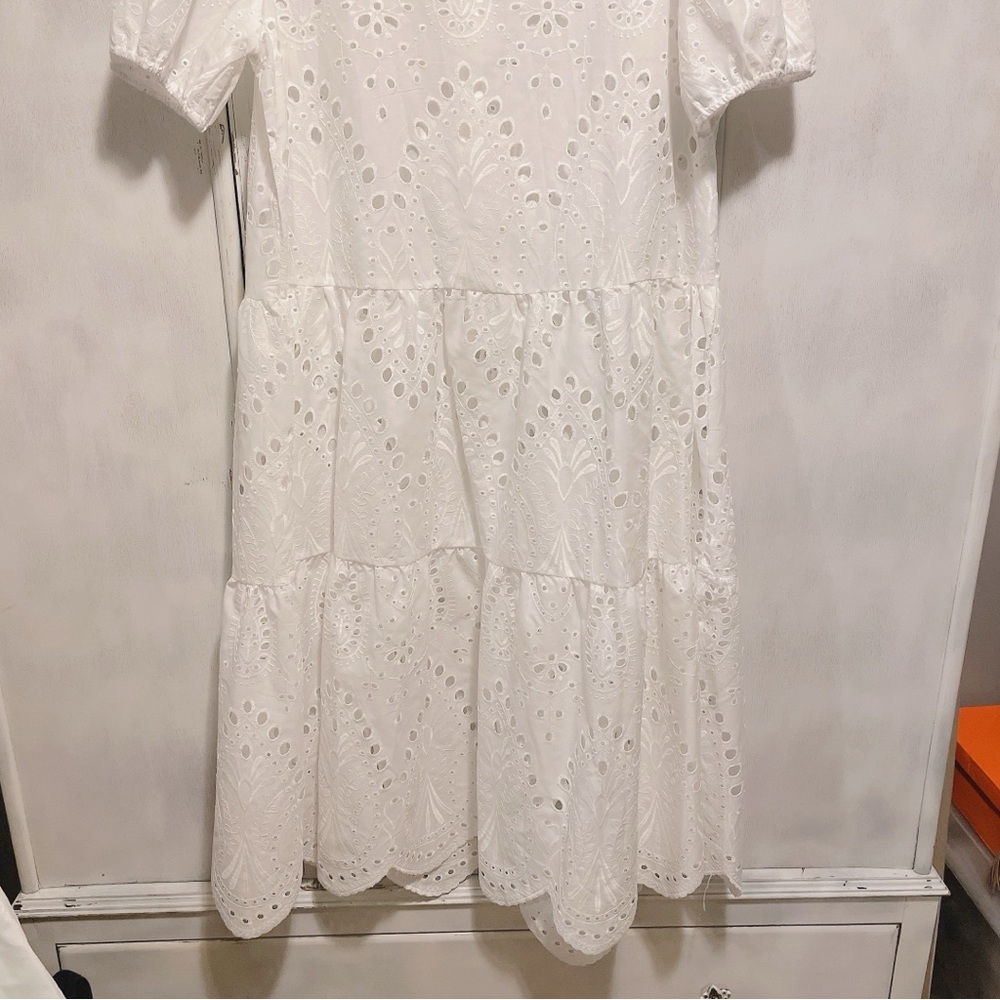 Shein White Eyelet Midi Dress - Picture 10 of 11